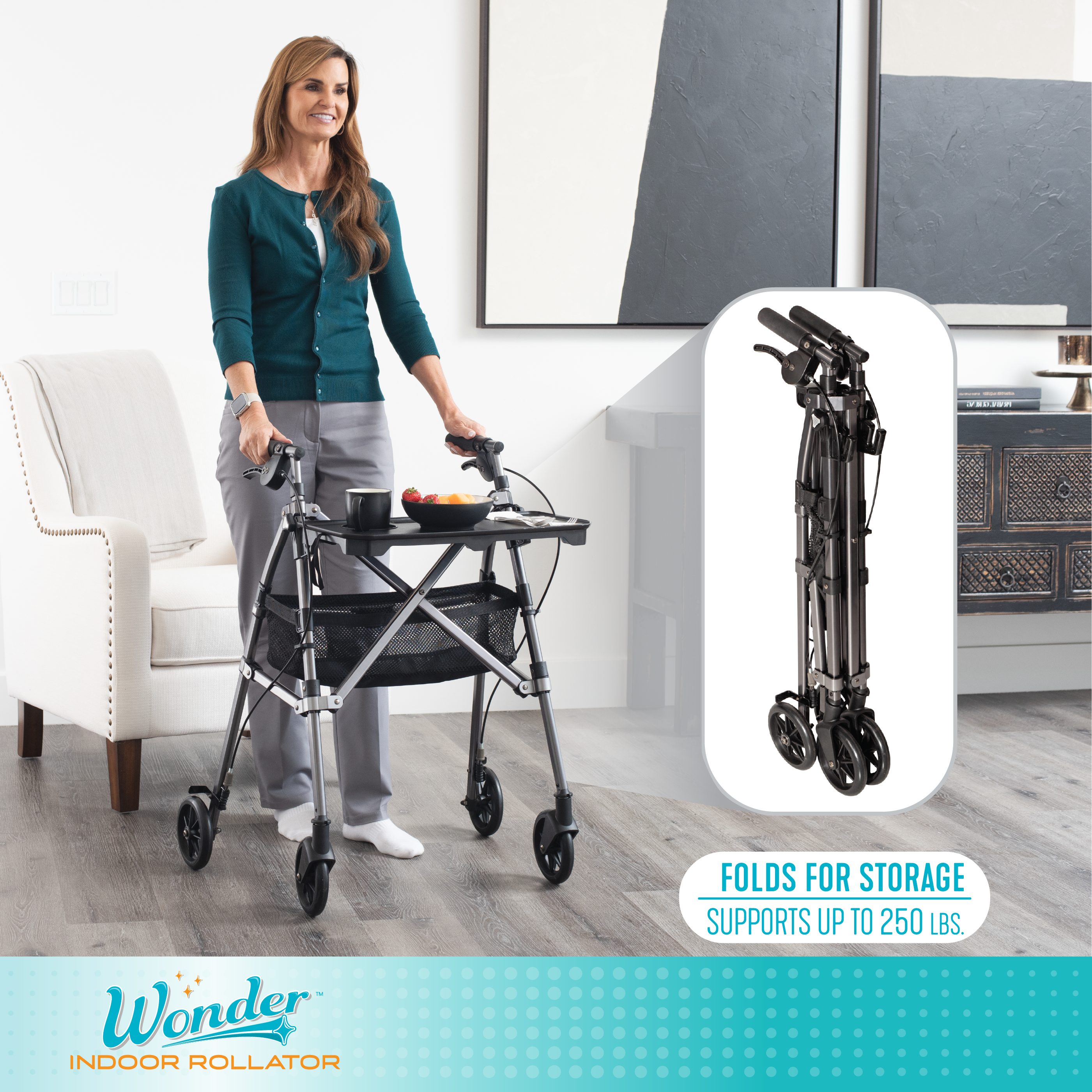 Wonder Indoor Rollator with Tray